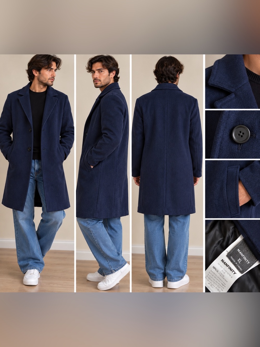 Classic Women’s Navy Single-Breasted Coat